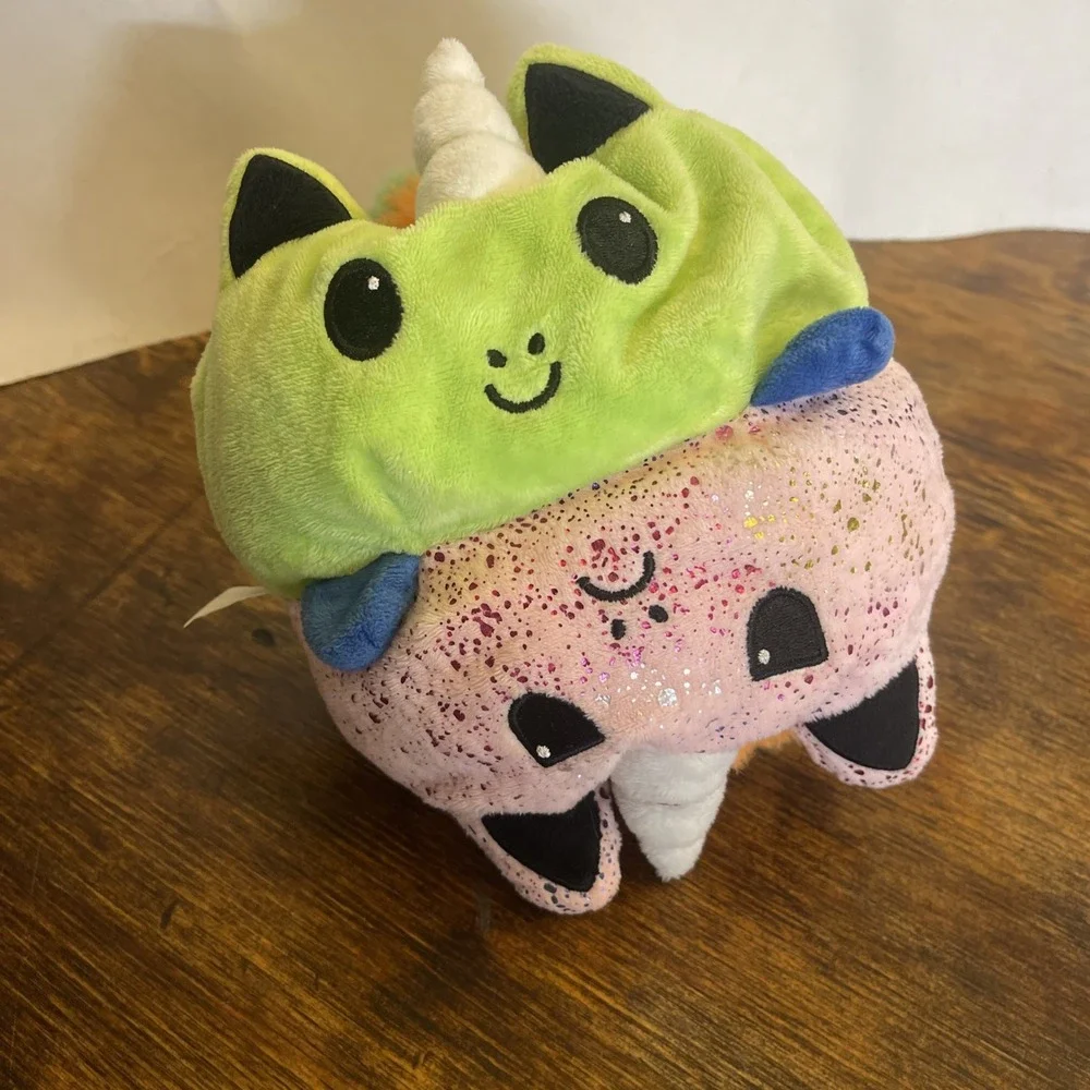 Tee Turtle Reversible‎ Moody Unicorn Plush Pink Green Happy Sad Stuffed Toy 9